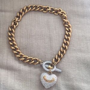 Juicy Couture Pave Heart Gold Chainlink Necklace
